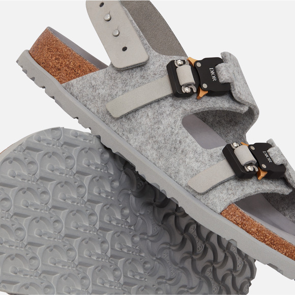 Dior By Birkenstock Milano Sandal Grey Felt Wool Slingback Buckle Flat 44 11 - Picture 9 of 9
